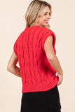 Cable Knit Sweater Vest- Red (1X, 2X)