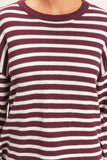 Striped Crew Neck Sweater, Dark Cherry (S-L)