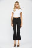 Mica- High Rise Crop Flare Black Denim