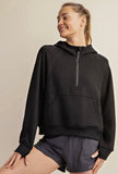 Comfy Luxe Quarter Zip Hoodie, Black (1x, 3x)