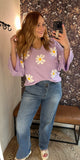 Flower Embroidery Loose Fit Knit Top