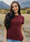 Pointelle Top- Beet Red
