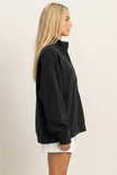 Mineral Wash Button Front Sweatshirt, Black (S-L)