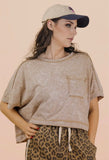 Mineral Washed Oversized Top, Taupe (S-L)