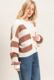 Striped V-neck Sweater Cardigan (S-L)