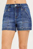 Risen- High Rise Shorts Featuring Decorative Seam Details