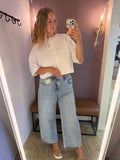 High Rise Low Curve Barrel Denim- Medium Light