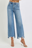 Risen- High Crop Wide Step Hem Denim