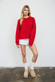 Contrast Edge Sweater, Red