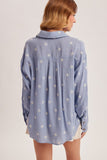Floral Embroidered Button Down
