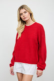 Contrast Edge Sweater, Red