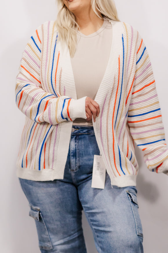 Colorful Striped Sweater Cardigan