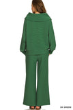 Ribbed Quarter Zip & Pants Set, Dark Green (S-L)