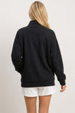Mineral Wash Button Front Sweatshirt, Black (S-L)