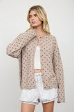 Polka Dot Raw Edge Cardigan, Mocha