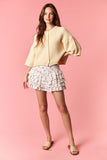 Thin Curly Edge Half Sleeve Cardigan, Butter Yellow