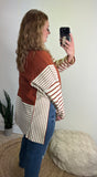 Side Slit Stripe Colorblock Sweater