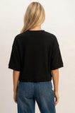 Button Down Short Sleeve Waffle Top