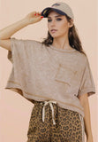 Mineral Washed Oversized Top, Taupe (S-L)