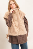 Sherpa Vest With Snap Closure, Beige (S-L)
