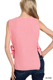 Side Tie Sweater Vest, Dark Pink (S)