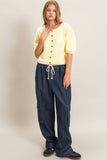 Button-up Puff Sleeve Sweater Cardigan (S-L)