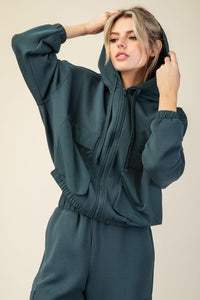 Comfy Luxe Zip Hoodie, Midnight Green (M)