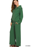 Ribbed Quarter Zip & Pants Set, Dark Green (S-L)