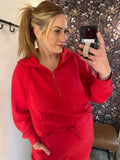 Comfy Luxe Quarter Zip Hoodie, True Red (1x)