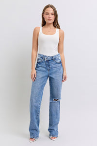 Judy Blue- High Waisted Criss Cross Dad Jean