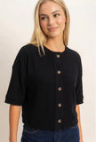 Button Down Short Sleeve Waffle Top