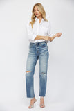 Mica- High Rise Distressed Straight Denim (0-5, 18w, 20w)