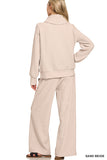 Ribbed Quarter Zip & Pants Set, Sand Beige (S-L)