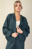 Comfy Luxe Zip Hoodie, Midnight Green (M)