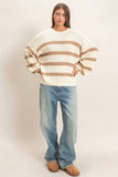 Striped Oversized Sweater-Taupe