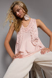 Floral Embroidered Woven Tank, Rose Dawn (M)