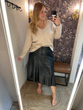 Faux Leather Midi Skirt (2x)