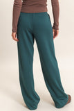 Elastic Waist Straight Leg Pants- Deep Green