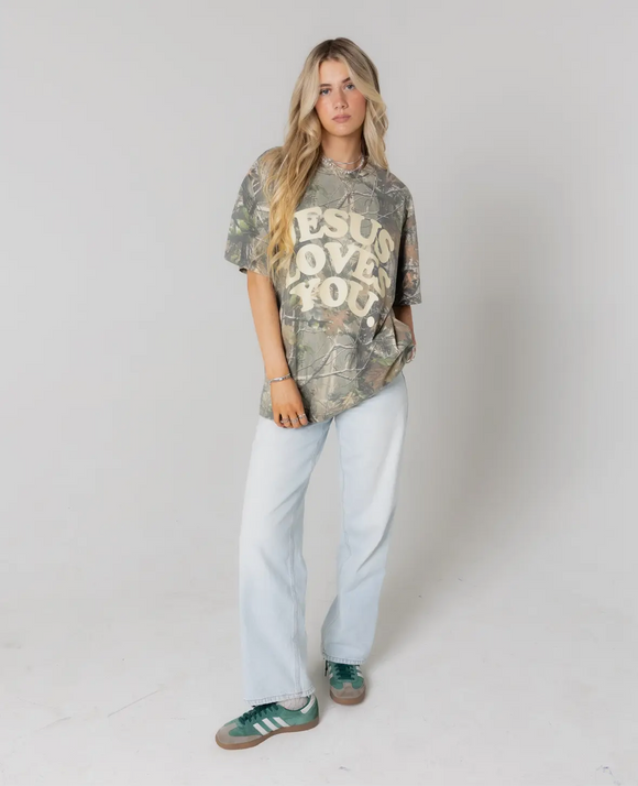 PRE-ORDER—Camo “Jesus Loves You” Tee