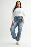 Mica- High Rise Distressed Straight Denim (0-5, 18w, 20w)