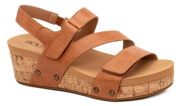 Corkys Strappy Wedges- Cognac
