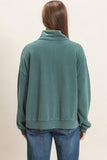 Mineral Wash Button Front Sweatshirt- Dark Green