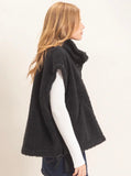 Sherpa Vest With Snap Closure, Black (S-L)