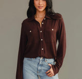 Espresso Super Soft Button Up (L, XL)