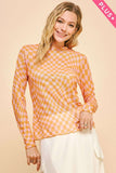 Orange/Pink Checkerboard Mesh Layering Top (2x)