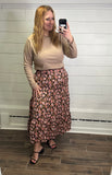 Tiered Maxi Skirt, Persimmon