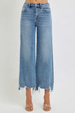 Risen- High Crop Wide Step Hem Denim