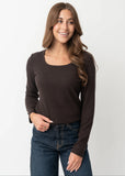 Long Sleeve Scoop Tee in Coffee