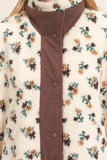 Floral Sherpa Vest With Corduroy-Brown