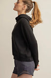 Comfy Luxe Quarter Zip Hoodie, Black (1x, 3x)